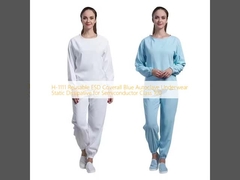 H-1111 Wiederverwendbarer ESD-Overall Blau Autoklavierbare Unterwäsche Statisch ableitend für Halbleiter Klasse 100